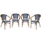 Merrick Lane Sacha Set of Four Stacking Thonet Bistro Style Chair with Arms, PE Rattan Seat, and Bamboo Metal Frame for Indoor/Outdoor Use